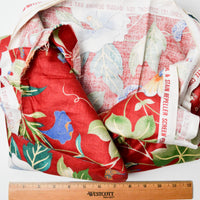 Red Floral Teflon-Coated Upholstery Fabric - 52" x 132"