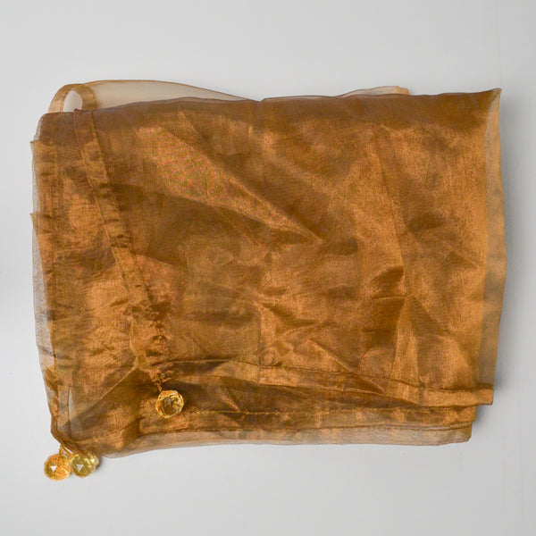 Copper Organza Curtain with Beaded Corner Weights - 54" x 54"