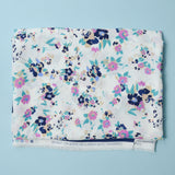 Blue + Purple Floral Double Border Polyester Crepe Fabric - 52" x 92"