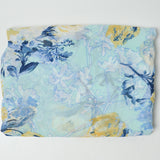 Blue + Yellow Floral Polyester Pebble Georgette Fabric - 52" x 126"