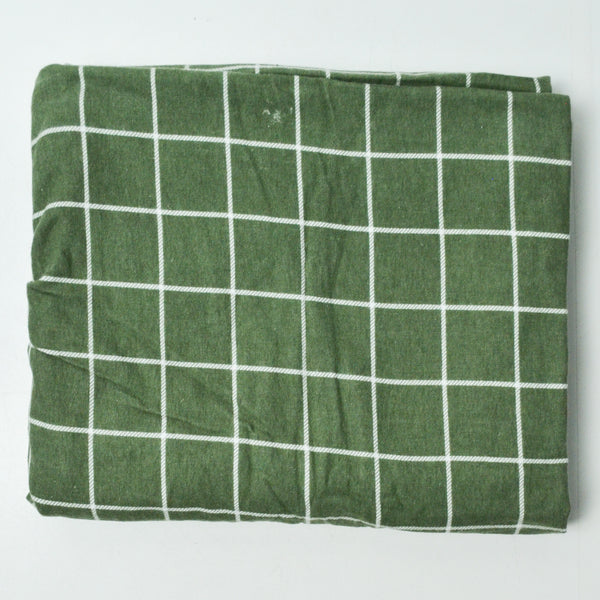 Green + White Grid Brushed Flannel Fabric - 36" x 72"