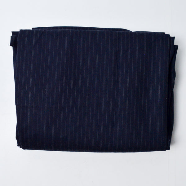 Midnight Blue Pinstriped Lightweight Wool Blend Suiting Fabric - 64" x 82"