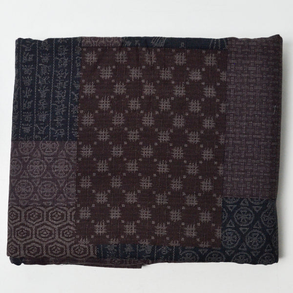 Dark Purple + Blue Japanese Motif Patchwork Print Notions in Paradise Woven Fabric - 44" x 88"