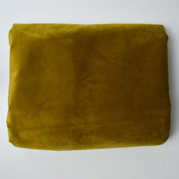 Greenish Gold Short Pile Velvety Upholstery Fabric - 54" x 90"