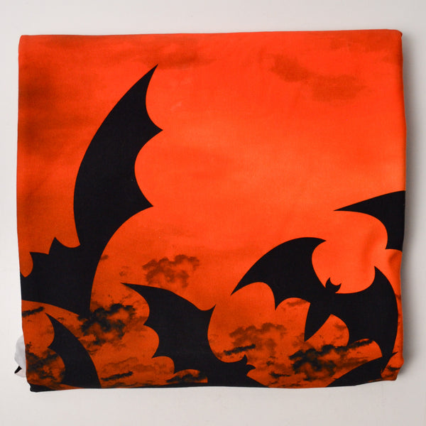 Orange + Black Bat Print Jersey Knit Fabric - 58" x 72"