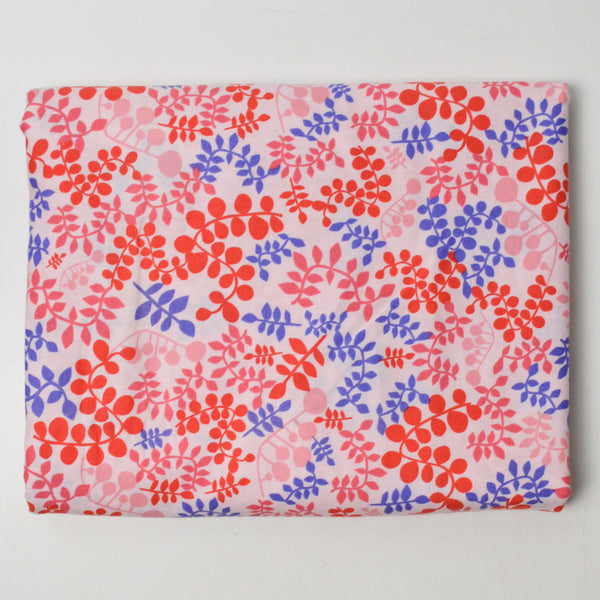 Red, Pink + Purple Floral Print Quilting Weight Woven Fabric - 44" x 112"