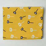 Yellow, Black + White Arrow Signs Cotton Lycra Jersey Knit Fabric - 60" x 70"
