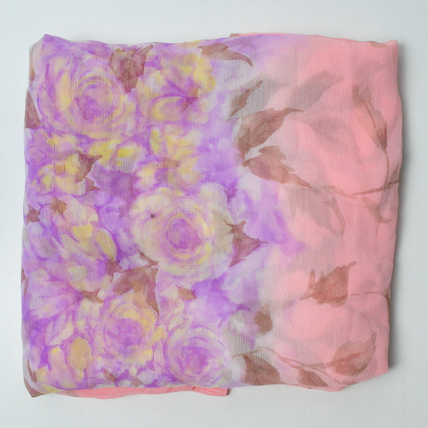 Pink + Purple Floral Sheer Chiffon Fabric - 44" x 192"
