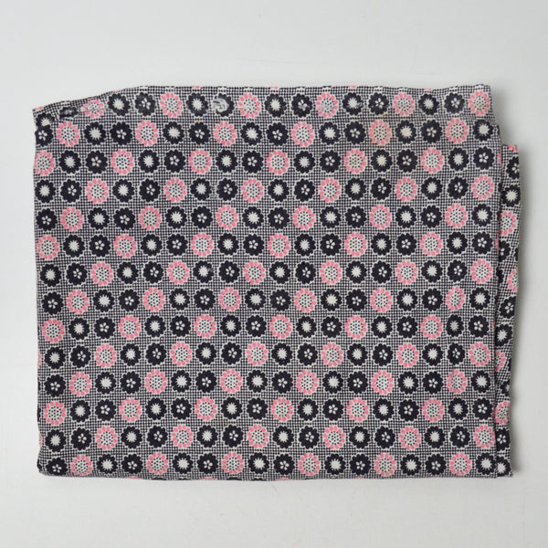 Vintage Gray + Pink Floral Woven Fabric - 36" x 44"