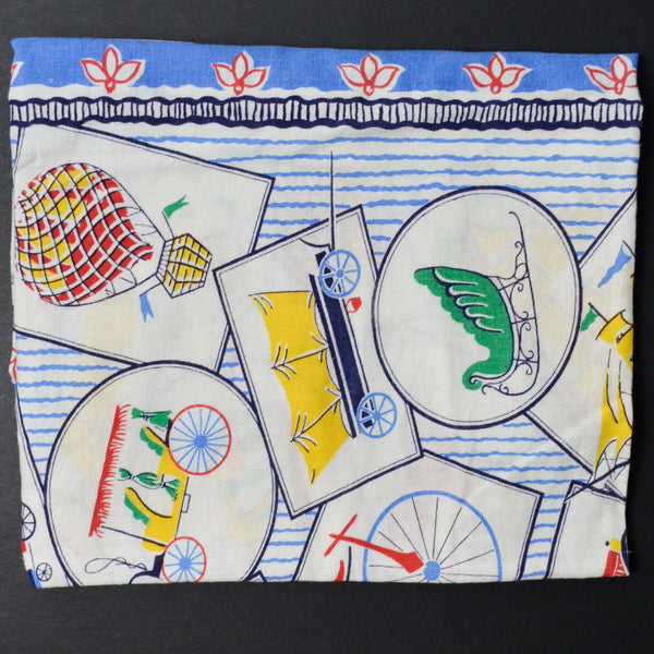 Vintage Transportation Print Woven Fabric - 36" x 44"