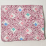 Vintage Pink Geometric + Swirl Print Woven Fabric - 36" x 50"