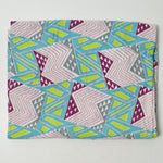 Vintage Green, Blue + Purple Geometric Woven Fabric - 35" x 44"