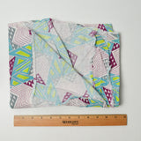Vintage Green, Blue + Purple Geometric Woven Fabric - 35" x 44"