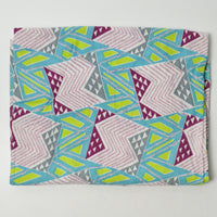 Vintage Green, Blue + Purple Geometric Woven Fabric - 35" x 44"