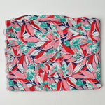 Vintage Pink, Blue + Green Botanical Print Woven Fabric - 35" x 42"