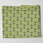 Vintage Green, Black + Yellow Geometric Floral Woven Fabric - 36" x 44"