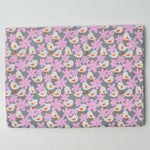 Gray, Pink + Orange Bird Print Quilting Weight Woven Fabric - 44" x 94"