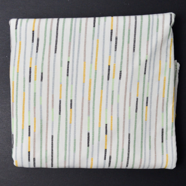 Green, Yellow + Neutral Stripe Print Cotton Spandex Jersey Knit Fabric - 56" x 116"