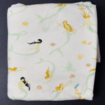 Cream Mermaid Print Birch Fabric Organic Interlock Knit Fabric - 43" x 164"