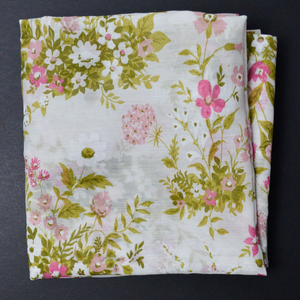 Pink + White Sheer Floral Curtain - 36" x 72"