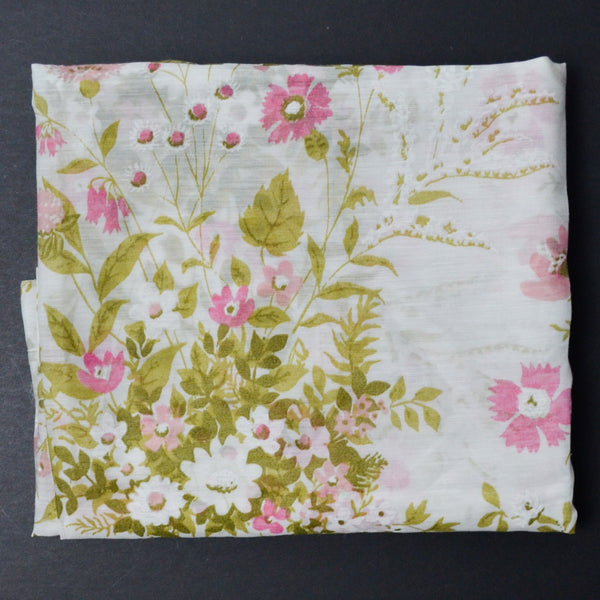 Pink + White Sheer Floral Curtain - 38" x 56"
