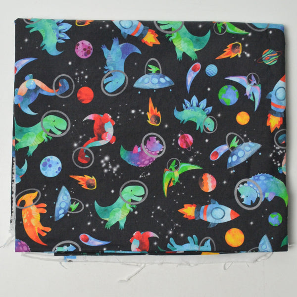Dinosaurs in Space Woven Cotton Fabric - 35" x 40"