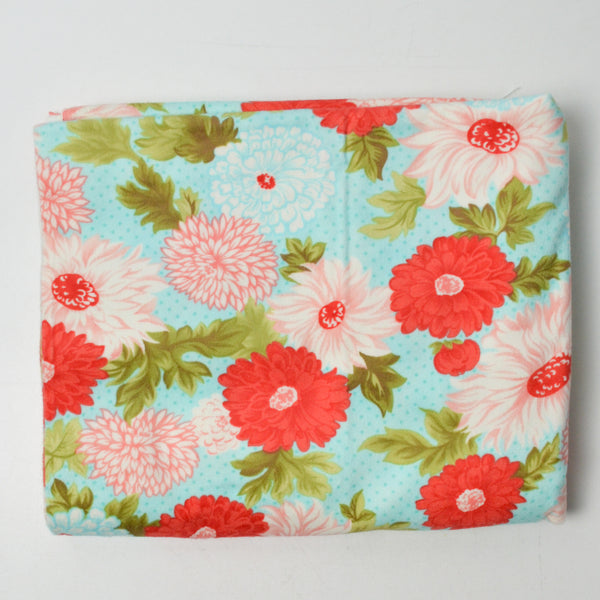 Blue, PInk + Red Floral Moda Flannel Fabric - 42" x 72"