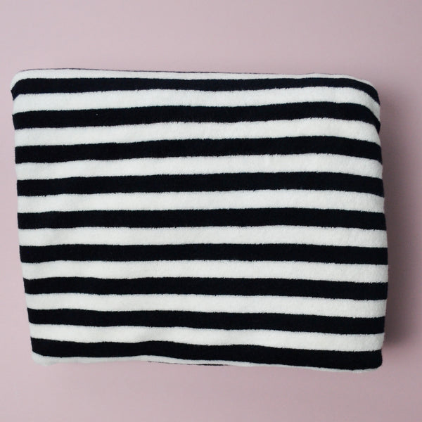 Black + White Striped French Terry Knit Fabric - 35" x 60"