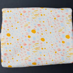 Cream + Blue, Yellow and Pink Print Cotton Spandex Jersey Knit Fabric - 44" x 108"