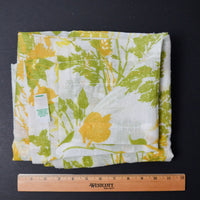 Green + Yellow Floral Sheer Curtain Fabric - 56" x 58"