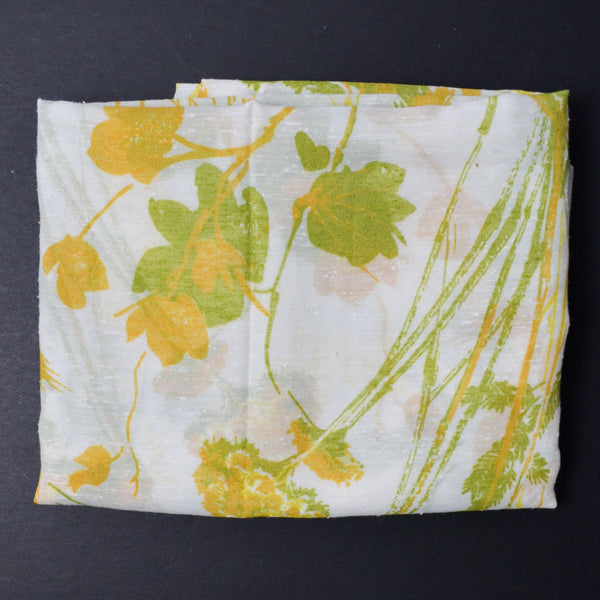 Green + Yellow Floral Sheer Curtain Fabric - 56" x 58"