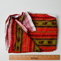 Red + Green Striped Winter Bear Joann Quilting Weight Woven Fabric - 44" x 64'
