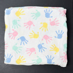 Pastel Handprint Print Flannel Fabric - 45" x 66"