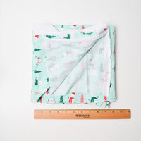 Mint Green Snowman Print Jersey Knit Fabric - 58" x 60"