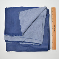Blue + White Polyester Double Knit Fabric - 66" x 100"