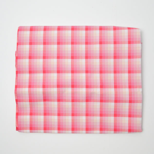 Pink Gradient Check Woven Cotton Fabric - 42" x 64"