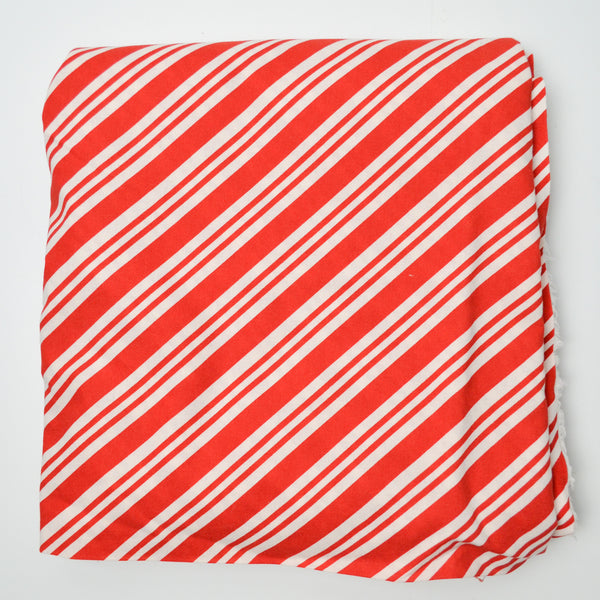 Red + White Diagonal Stripe Quilting Weight Woven Fabric - 42" x 212"