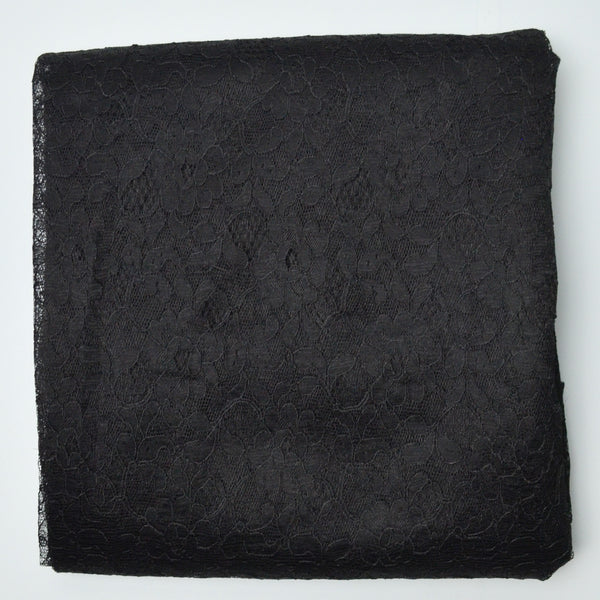 Black Floral Lace Fabric - 48" x 70" + Extra