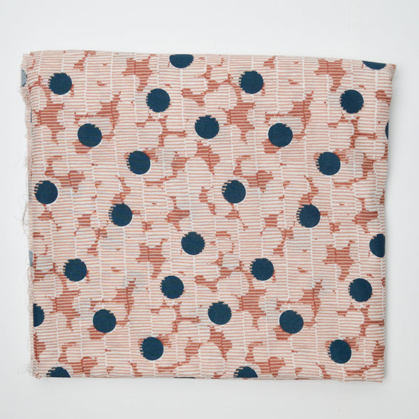 Tan, Peach + Teal Dot Print Atelier Brunette Cotton Shirting Fabric - 53" x 70"