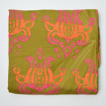 Green, Orange + Pink Resist Dyed Lightweight Woven Fabric - 44" x 172"