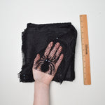 Sheer Black Spiders with Sequin Eyes Lace Fabric - 60" x 68"