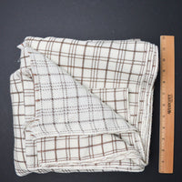 Brown + White Plaid Loose-Woven Fabric - 44' x 144"