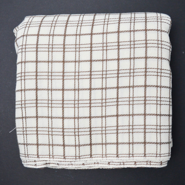 Brown + White Plaid Loose-Woven Fabric - 44' x 144"