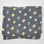 Gray + Cactus Print Double Knit Fabric - 33" x 60" + Extra