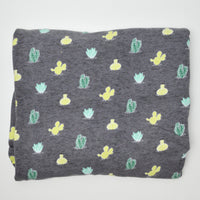 Gray + Cactus Print Double Knit Fabric - 33" x 60" + Extra