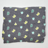 Gray + Cactus Print Double Knit Fabric - 33" x 60" + Extra