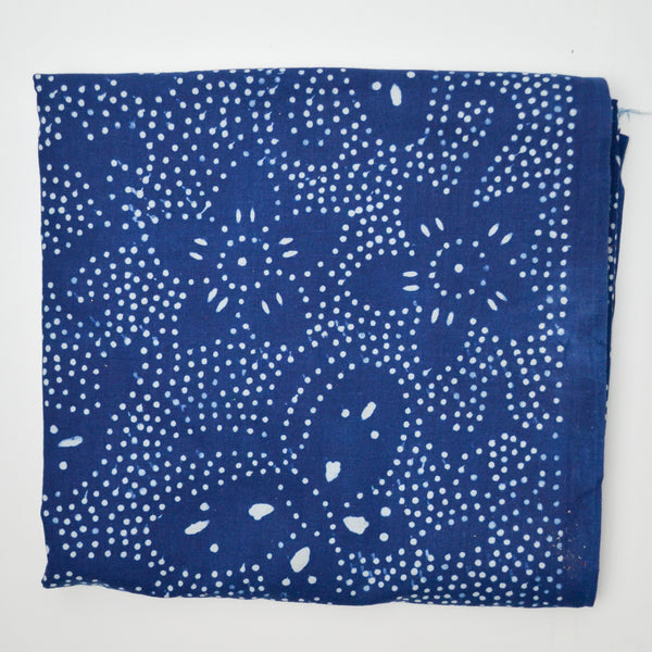 Indigo Butterflies + Floral Dotted Woven Fabric - 35" x 132"