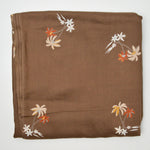 Brown Floral + Palm Tree Print Drapey Challis Woven Fabric - 44" x 64"