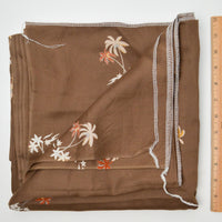 Brown Floral + Palm Tree Print Drapey Challis Woven Fabric - 44" x 64"