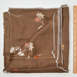 Brown Floral + Palm Tree Print Drapey Challis Woven Fabric - 44" x 64"
